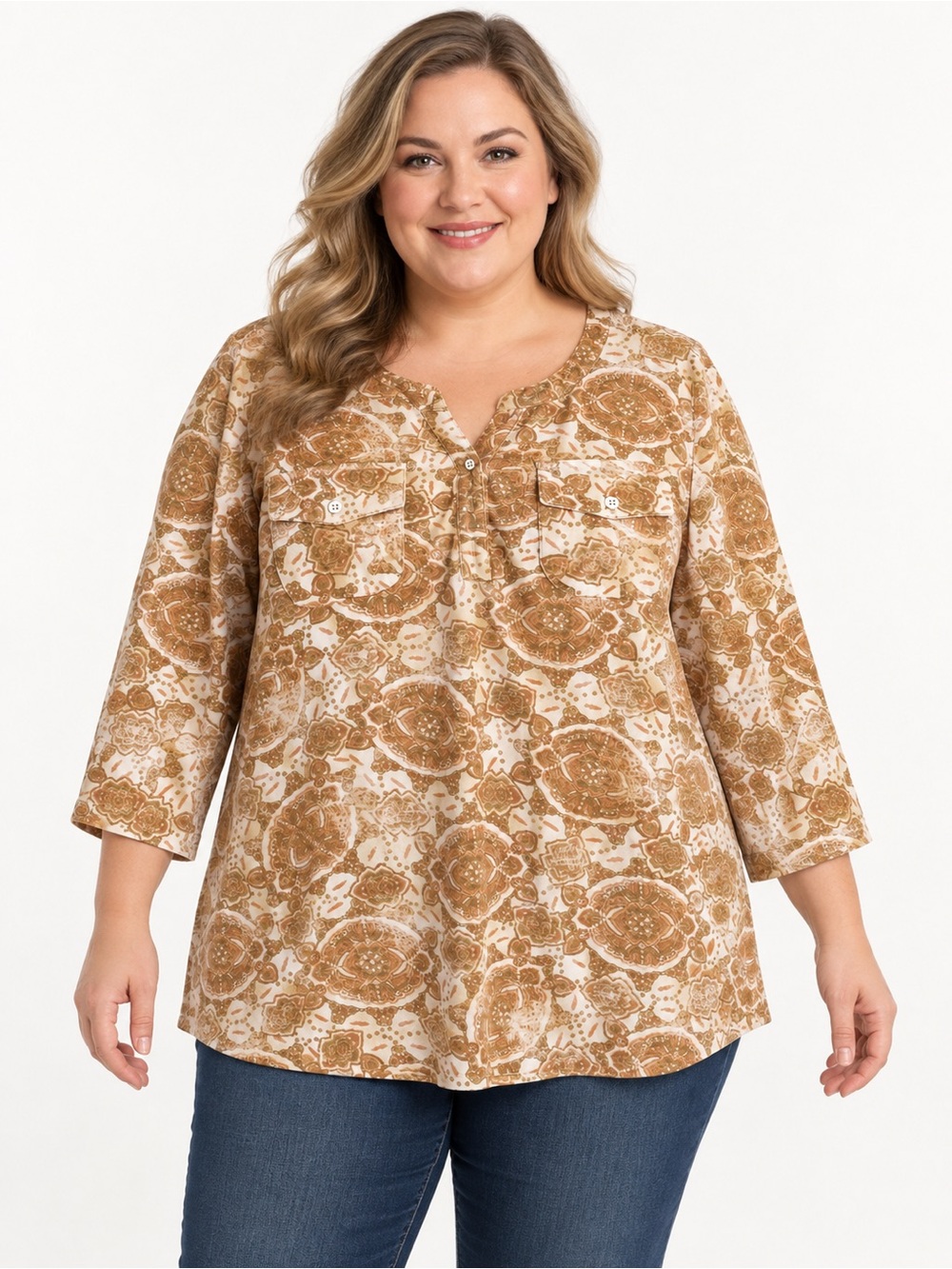 Hastings & Smith 2X Paisley Medallion Tunic Top NWT
